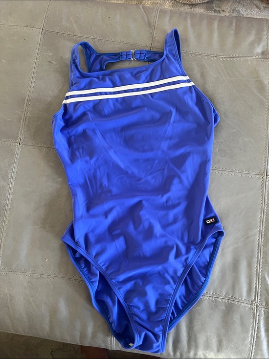 St. John's Bay Other - St. John's Bay Royal Blue One-Piece Swim Bodysuit with White Stripes